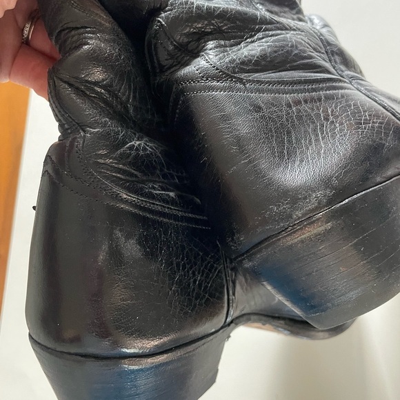 Vintage Lucchese Black Leather Classic Western Cowboy Boots 10/11 - Picture 6 of 15